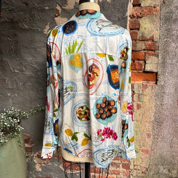 Lingua Franca  Lampi Graphic Silk Shirt - Picture 11 of 11